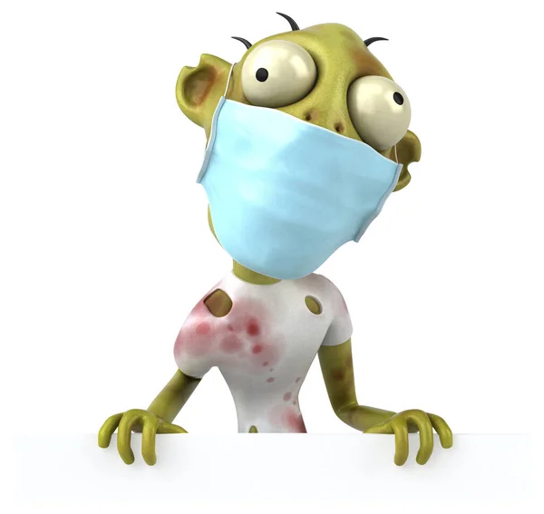 Divertido Desenho Animado Zombie Com Uma Máscara Isolada Fundo Branco — Fotografia de Stock