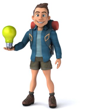 Lambalı bir 3D karikatür sırt çantası. 