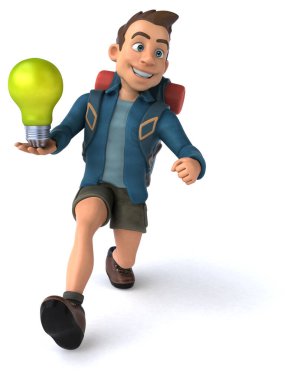 Lambalı bir 3D karikatür sırt çantası. 