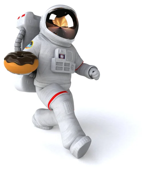 Fun Astronaut Mit Donut Illustration — Stockfoto
