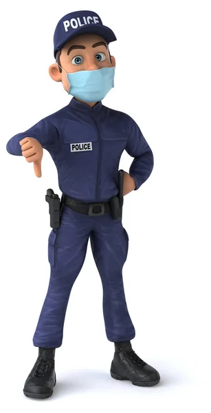 仮面の漫画警察官の楽しい3Dイラスト — ストック写真