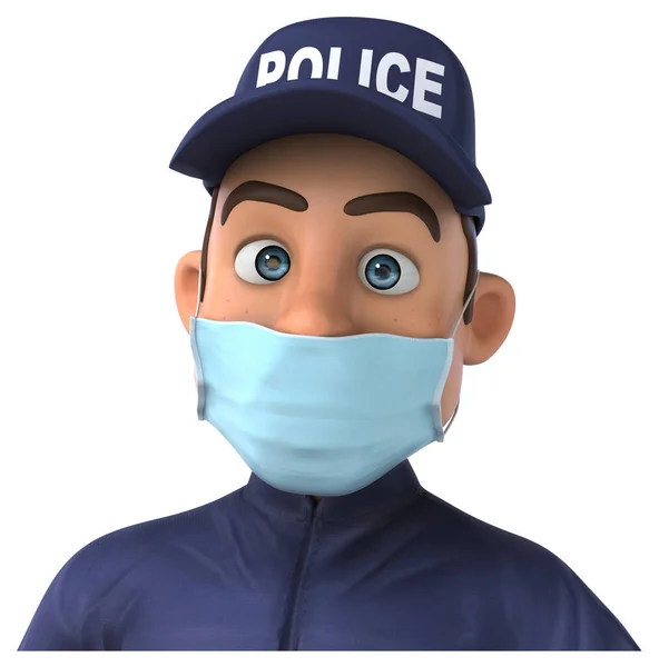 Fun Illustration Cartoon Police Officer Mask — Stock Photo, Image