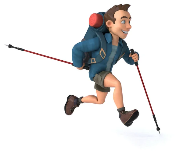 3D漫画のキャラクターバックパッカーの楽しいイラスト — ストック写真