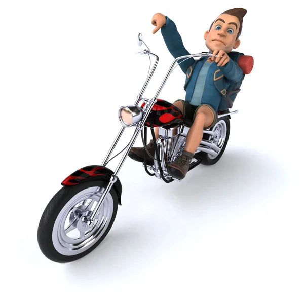 Весела Ілюстрація Тривимірного Мультиплікаційного Рюкзака Мотоциклі — стокове фото