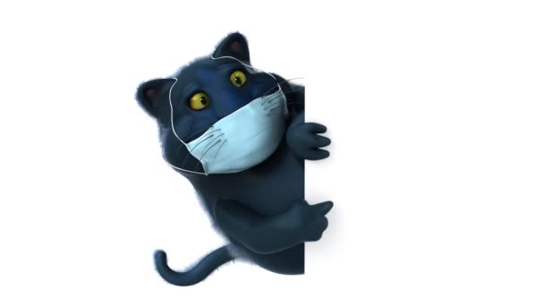 Fun Zeichentrickfigur Katze Mit Maske — Stockvideo