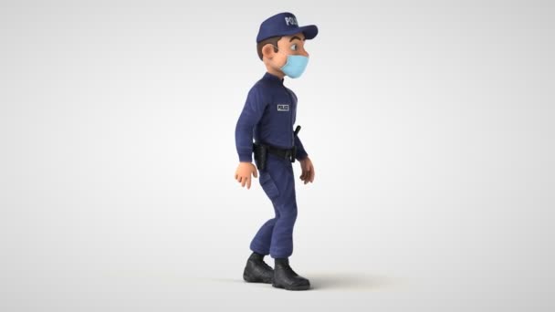 仮面歩行と漫画警察官の楽しい3Dアニメーション — ストック動画