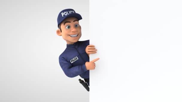 Diversión Animación Oficial Policía Dibujos Animados Con Tarjeta — Vídeo de stock