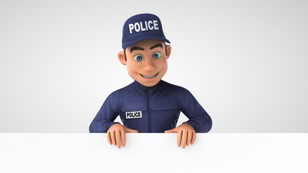 Karikatürlü Bir Polis Memurunun Boyutlu Eğlenceli Animasyonu — Stok video