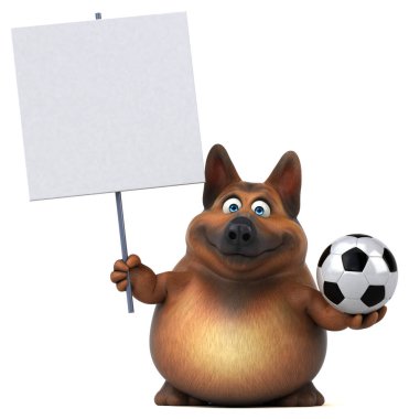 Eğlenceli Alman çoban köpeği ile top - 3D Illustration