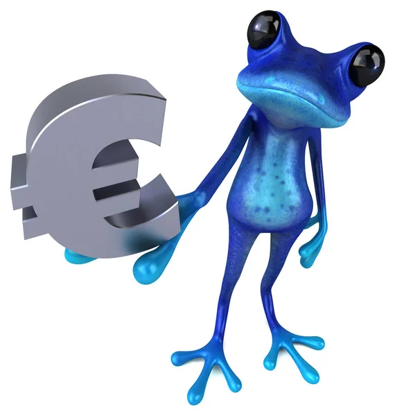 Fun Blue Frog Euro Illustration — Stock Photo, Image