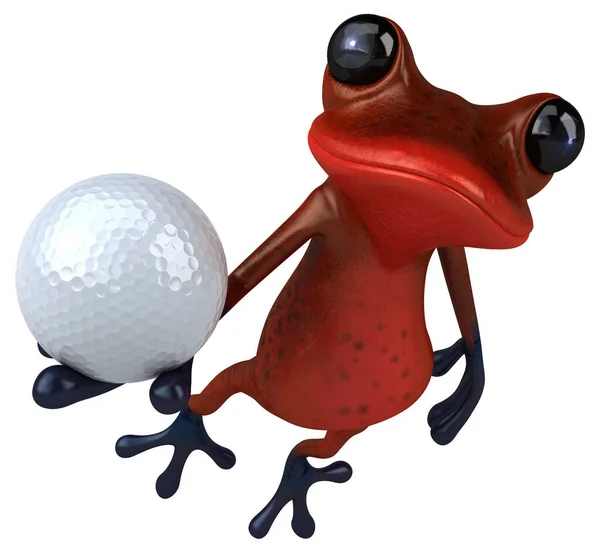 Fun Roter Frosch Mit Ball Illustration — Stockfoto