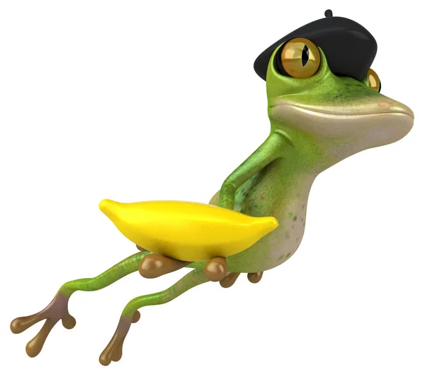 바나나 삽화가 개구리 — 스톡 사진
