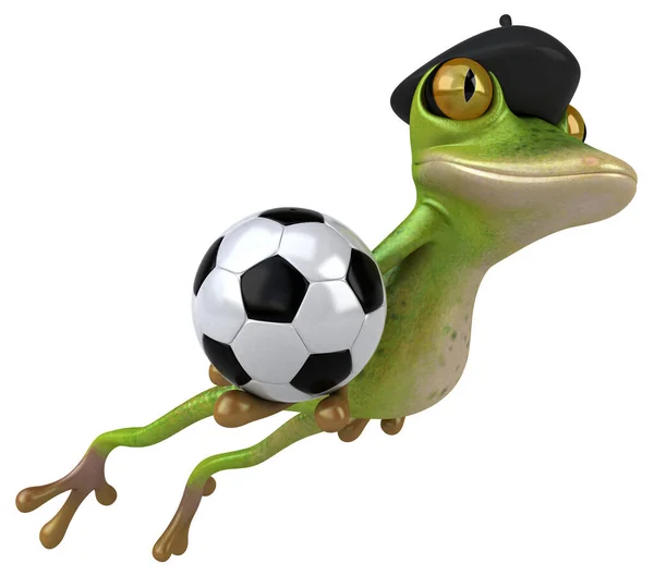 Fun Französischer Frosch Mit Ball Illustration — Stockfoto