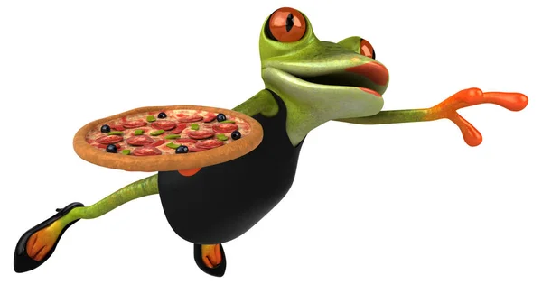 Fun Frog Pizza Illustration — Stock Photo, Image