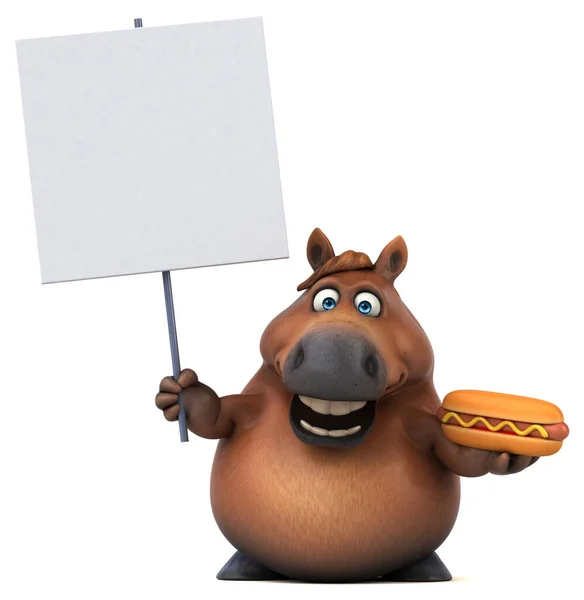 Divertimento Cavallo Con Hot Dog Illustrazione — Foto Stock