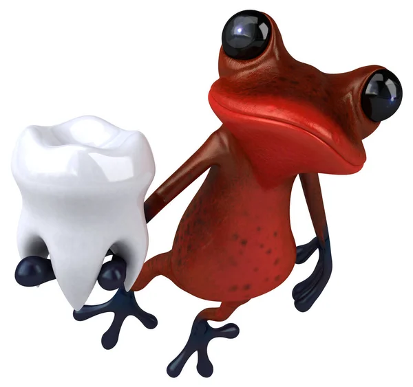 Vermelha Divertida Com Dente Ilustração — Fotografia de Stock