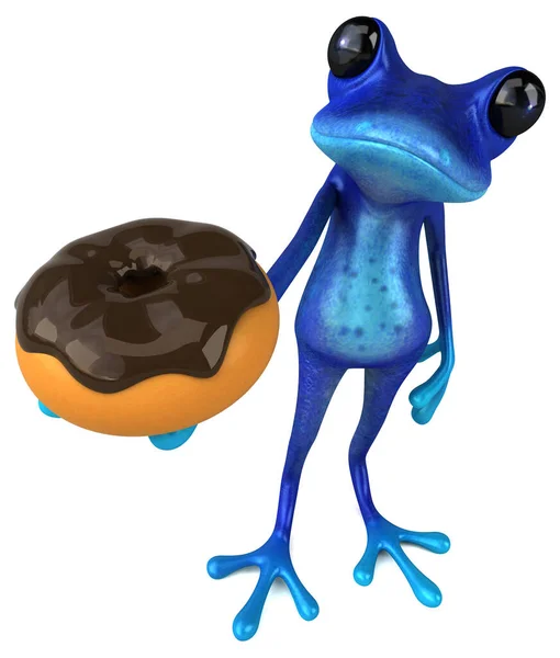 Fun Blue Frog Donut Illustration — Stock Photo, Image