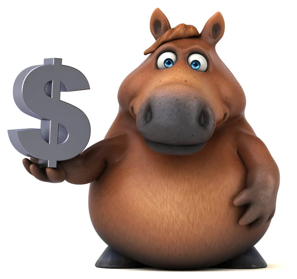 Cavalo Divertido Com Dólar Ilustração — Fotografia de Stock