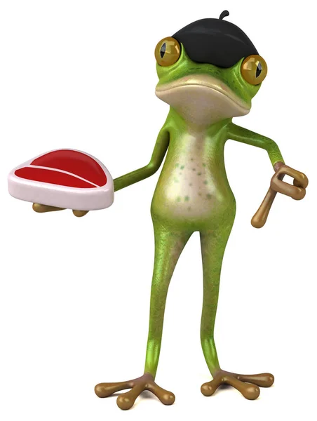 Lustiger Französischer Frosch Mit Fleisch Illustration — Stockfoto