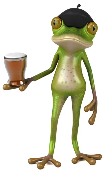 Fun French Frog Beer Illustration — Stock Photo, Image