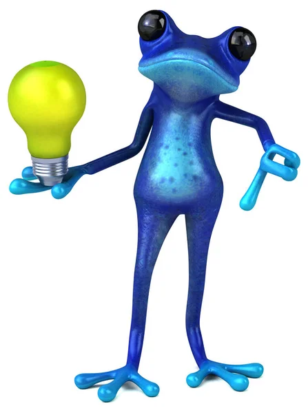Zabawa Niebieska Żaba Lampą Ilustracja — Zdjęcie stockowe