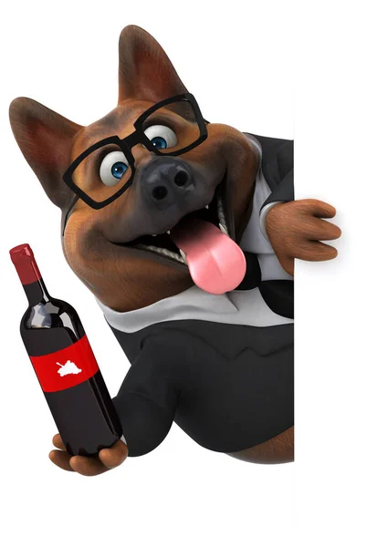 German Shepherd Dog Wine Illustration — Stock Photo, Image