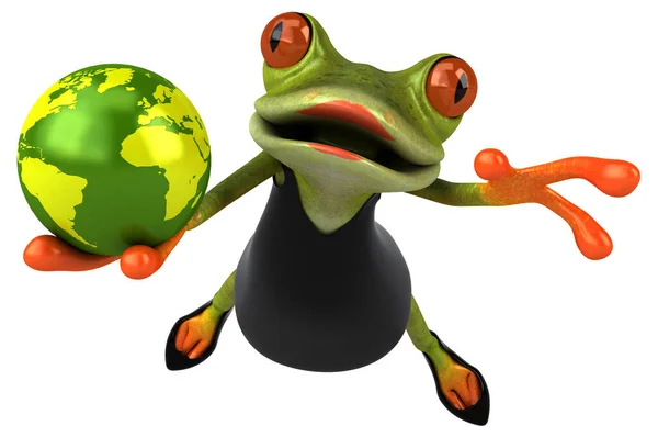 Gezegen Ile Eğlenceli Kurbağa Llüstrasyon — Stok fotoğraf