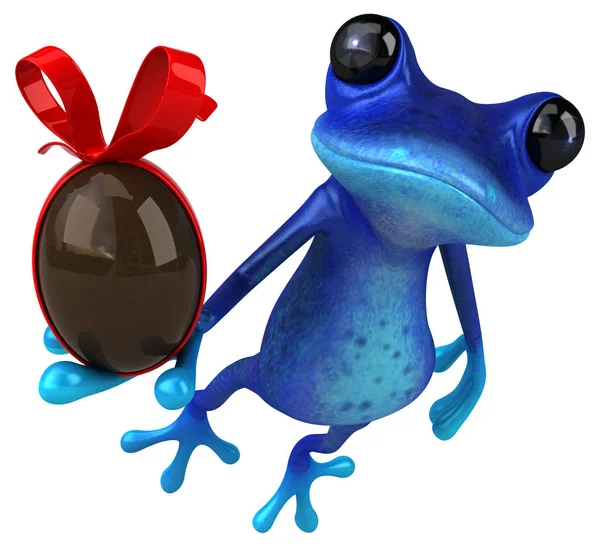 Fun Blauer Frosch Mit Illustration — Stockfoto