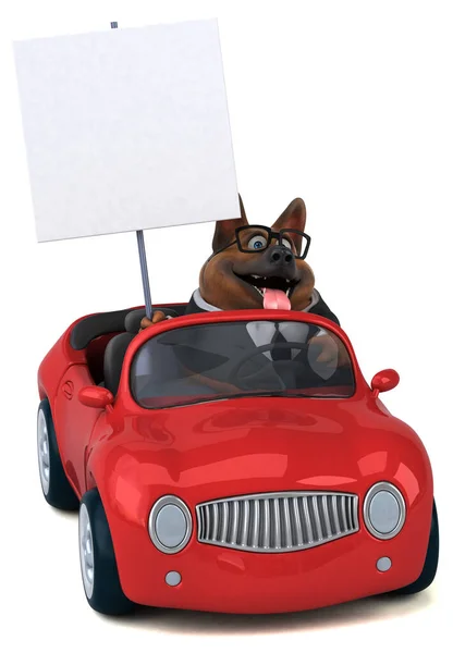 Schäferhund Auf Auto Illustration — Stockfoto