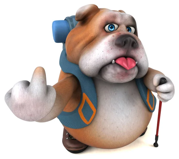 Divertido Personaje Dibujos Animados Bulldog Mochilero — Foto de Stock