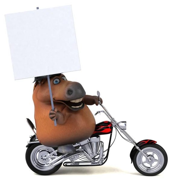 Веселая Лошадь Мотоцикле Иллюстрация — стоковое фото