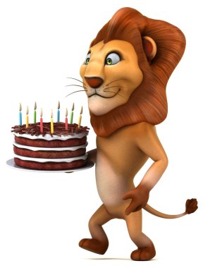 Pastalı eğlence aslanı - 3D Görüntü