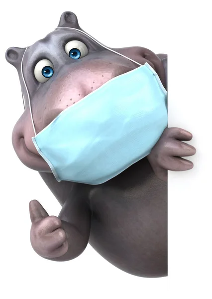 Fun Cartoon Character Hippo Mask Isolated White — Stock Photo, Image