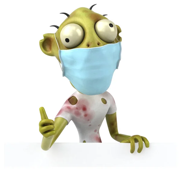 Leuke Cartoon Zombie Karakter Met Een Masker — Stockfoto