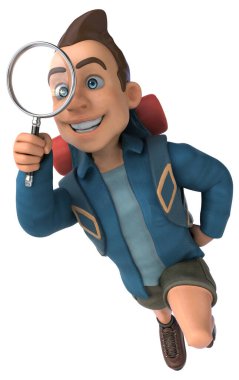 3 boyutlu bir sırt çantasının eğlenceli bir çizimi