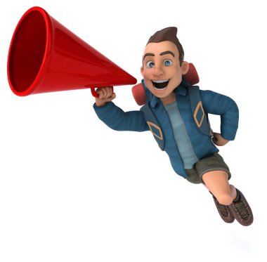 3 boyutlu bir sırt çantasının eğlenceli bir çizimi