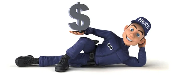Διασκέδαση Απεικόνιση Ενός Αστυνομικού Κινουμένων Σχεδίων Δολάριο — Φωτογραφία Αρχείου