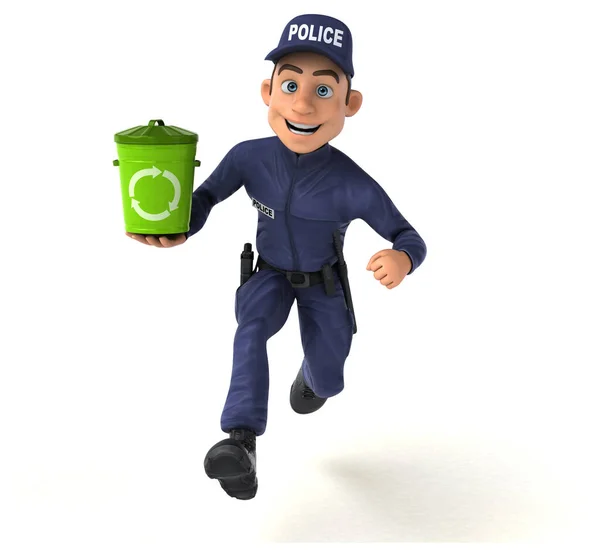 Fun Illustration Cartoon Police Officer Bin — Stock Photo, Image