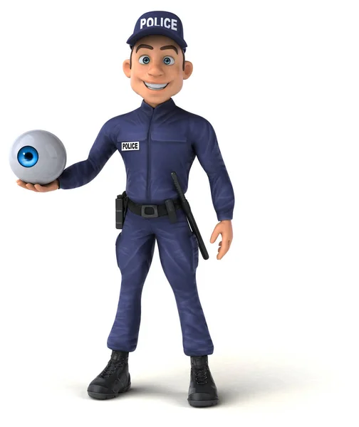 一个有眼睛的卡通警察的有趣3D图像 — 图库照片