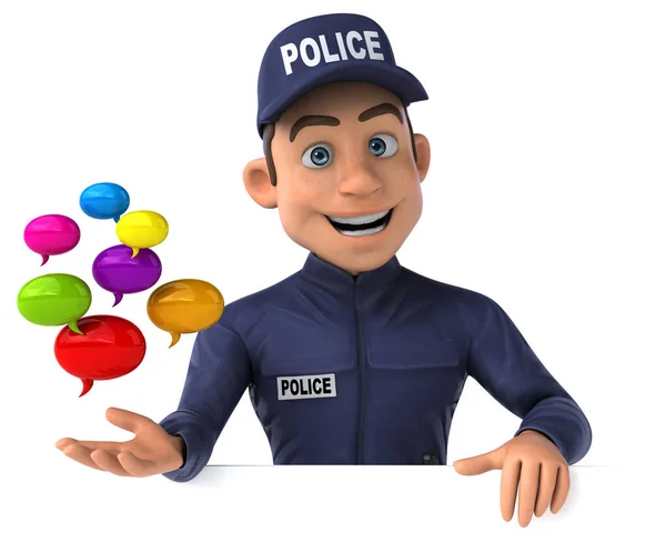 Fun Illustration Cartoon Police Officer Bubbles — Stock Photo, Image