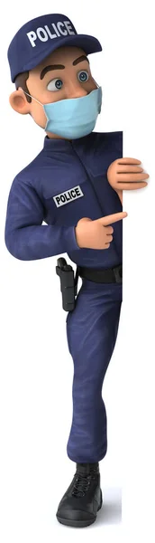 仮面をつけた漫画警察官の楽しい3Dイラスト — ストック写真
