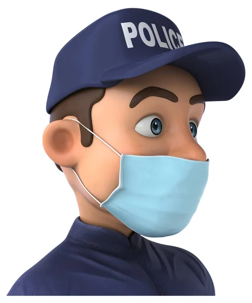 Fun Illustration Cartoon Police Officer Mask — Stock Photo, Image