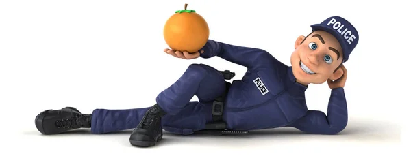 Забавная Иллюстрация Полицейского Оранжевым — стоковое фото