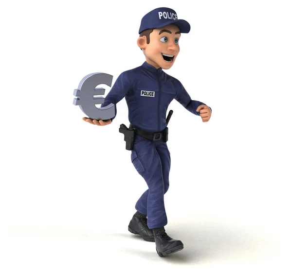 Fun Illustration Cartoon Police Officer Euro Illustration — Stock Photo, Image
