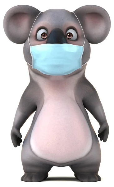 Fun Dessin Animé Koala Personnage Avec Masque — Photo