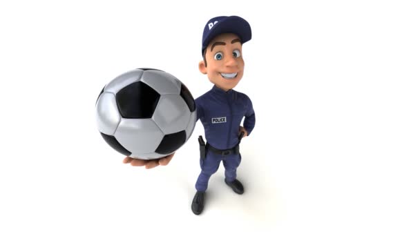 ボールと漫画警察官の楽しい3Dアニメーション — ストック動画