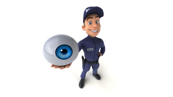 Lustige Animation Eines Cartoon Polizisten Mit Auge — Stockvideo