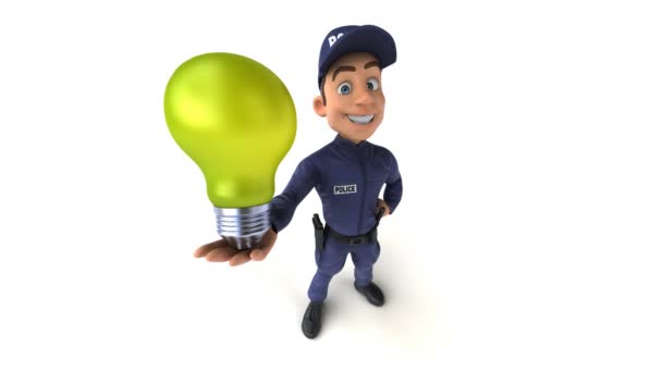 Lustige Animation Eines Cartoon Polizisten Mit Lampe — Stockvideo