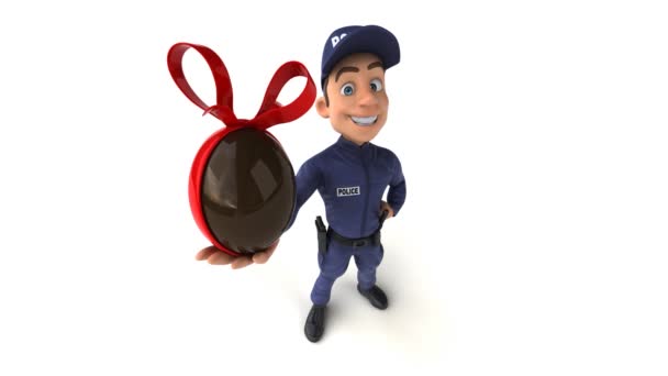Diversión Animación Oficial Policía Dibujos Animados Con Huevo Pascua — Vídeo de stock
