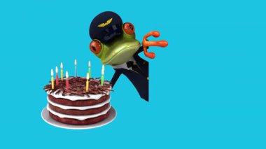 Doğum gününü pasta ve kurbağayla kutluyoruz.